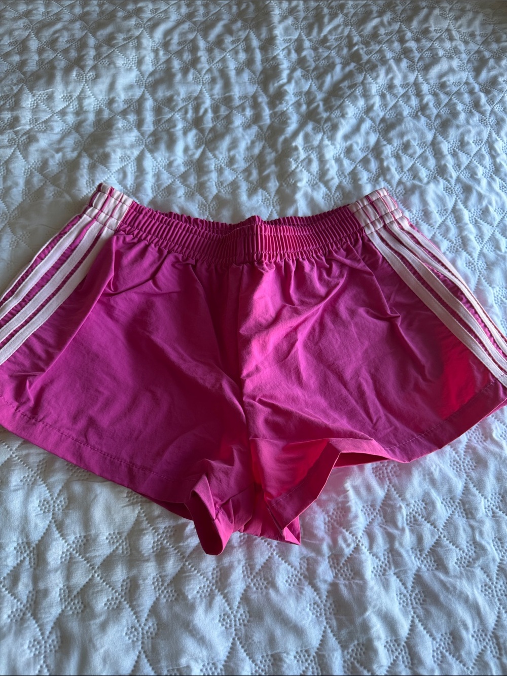 JBL Hot Pink Athletic Shorts with White Stripes - Picture 1 of 6